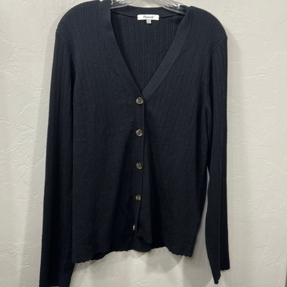 Madewell 30% Merino wool black button-down cardigan size XXL. - Picture 1 of 11